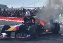 Машина Red Bull Racing загорелась во время шоу-заезда в Сан-Франциско